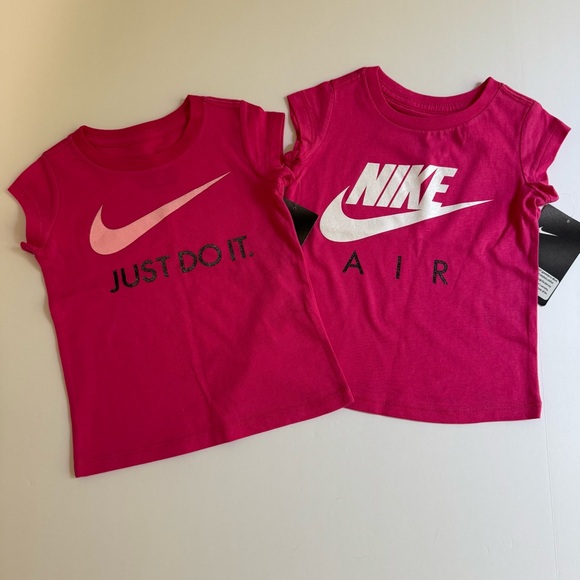 Nike Active Girls Cotton Tee Set of 2 Pink Short Sleeve Size 2T NEW Activewear - Picture 1 of 11